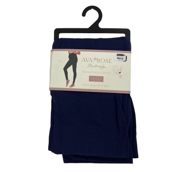 Ava Rose Maternity Leggings Size M/L Blue Seamless Belly Full Length Footless - Picture 1 of 7